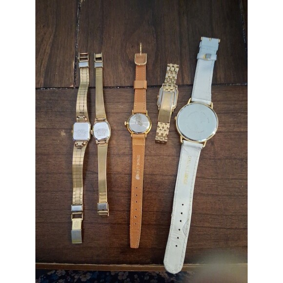 Ladies Watch Lot 5 Vintage Seiko Timex Leather Straps Buckles Not Working main image 5